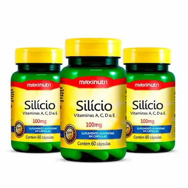 KIT 03 SILíCIO VITAMINAS ACDE 60 CAPSULAS MAXINUTRI