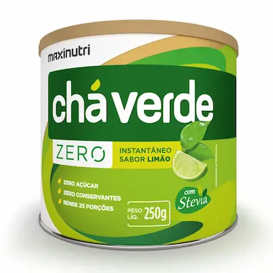 CHá VERDE SOLUVEL ZERO CALORIAS LIMãO LATA 250G MAXINUTRI