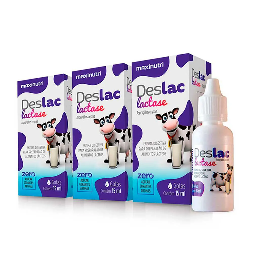 KIT 03 DESLAC LACTASE GOTAS 15ML MAXINUTRI