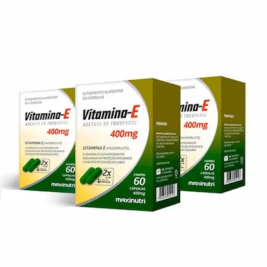 KIT 03 VITAMINA E ANTIOXIDANTE 400MG 60 CAPSULAS MAXINUTRI