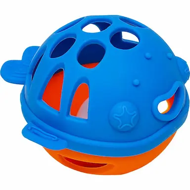 MORDEDOR DE BALEIA EM SILICONE AZUL E LARANJA - BUBA