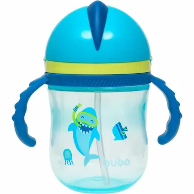 COPO INFANTIL COM ALçA REMOVíVEL TUBARãO AZUL 300ML- BUBA