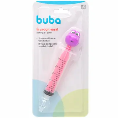 SERINGA LAVADOR NASAL DINO ROSA COM BICO EM SILICONE - BUBA