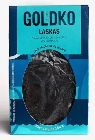 LASKAS DE CHOCOLATE 70% CACAU COM FLOR DE SAL SG GOLDKO 150G