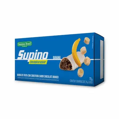 BARRA DE BANANA COM COBERTURA CHOCOLATE BRANCO ZERO AçúCAR SG SUPINO BANANA BRASIL (PACK 3 UN. DE 24G) 72G