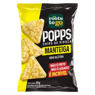 POPPS CHIPS DE PIPOCA SABOR MANTEIGA SEM GLúTEN ROOTS TO GO 35G