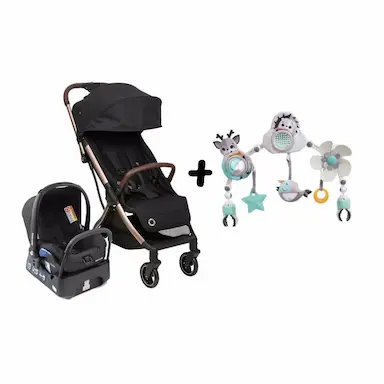 TRAVEL SYSTEM EVA TRIO ESSENTIAL BLACK CHAMPAGNE MAXI-COSI + BRINQUEDO SUNNY STROLL