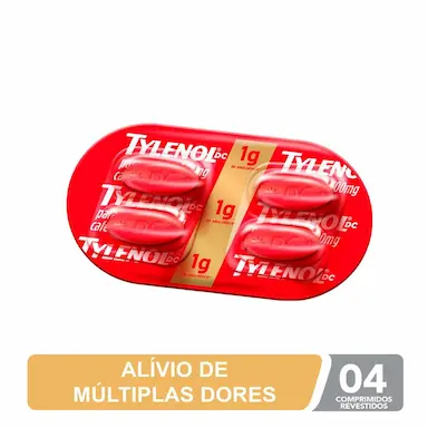 Tylenol DC Múltiplas Dores Paracetamol 1g + Cafeína 130g - 4 comprimidos