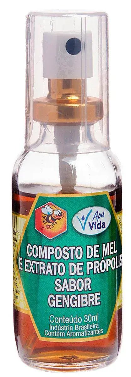 Spray para Garganta Extrato de Própolis Apis Vida Sabor Gengibre 30ml