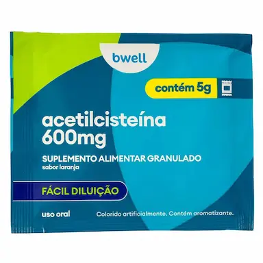 Acetilcisteína 600mg bwell Sabor Laranja 16 envelopes com 5g cada
