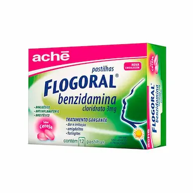 Pastilha Flogoral Cereja 12 unidades