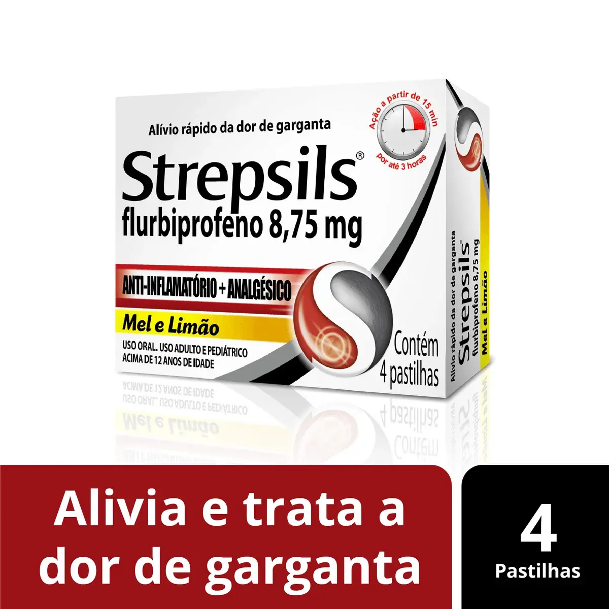 Pastilha Strepsils Mel e Limão 4 unidades
