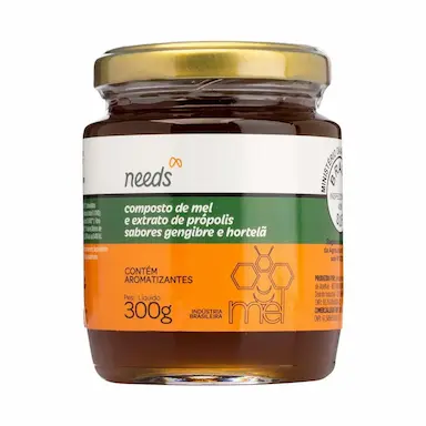 Composto de Mel, Própolis, Gengibre e Hortelã Needs Solução 300g