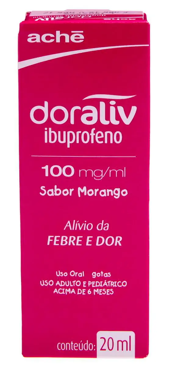 Doraliv Ibuprofeno 100mg/ml Solução em Gotas Sabor Morango 20ml