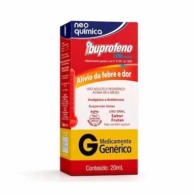 Ibuprofeno 100mg/ml Suspensão Oral Sabor Frutas 20ml Neo Química Genérico