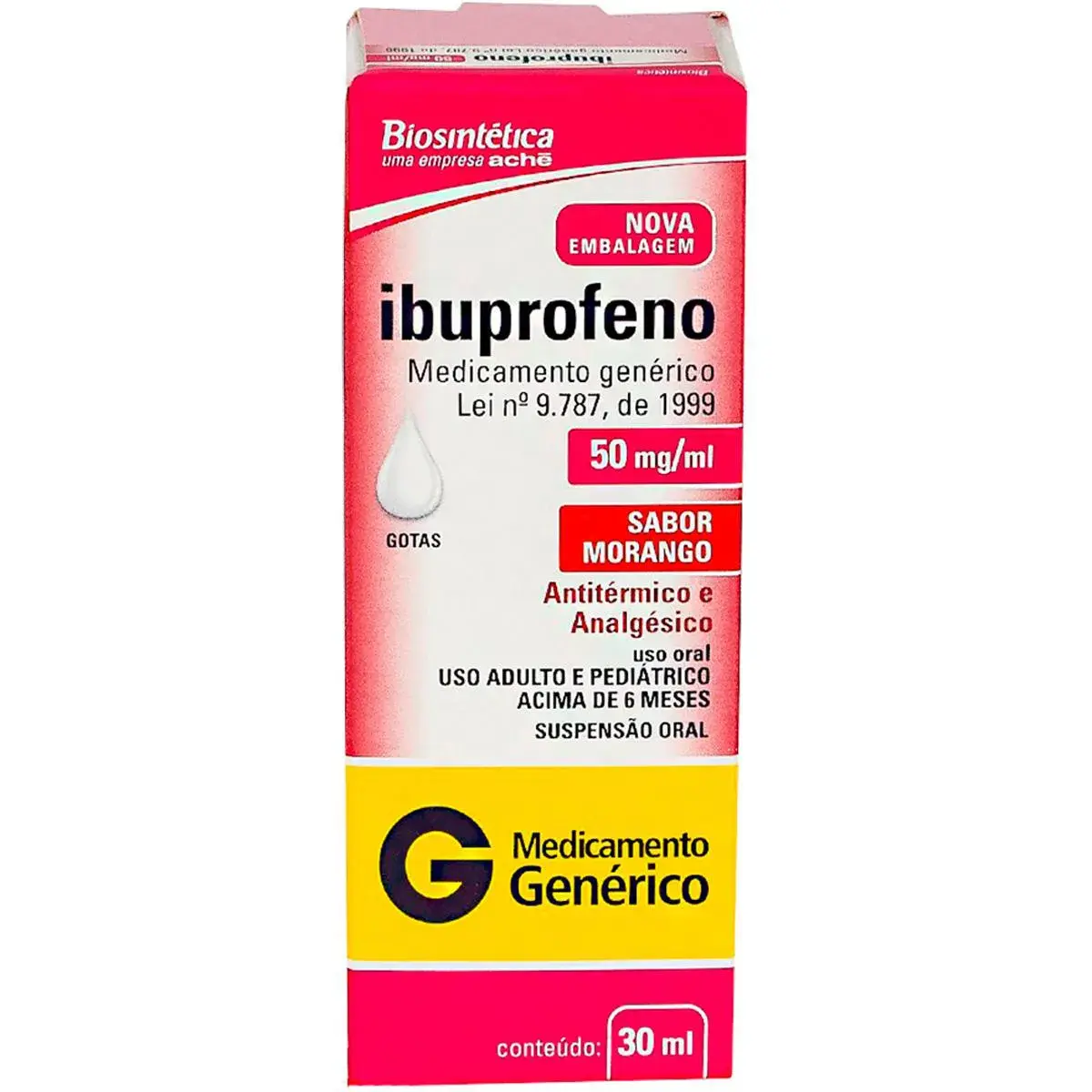 Ibuprofeno 50mg/ml Susnpensão Oral 30ml Aché Genérico