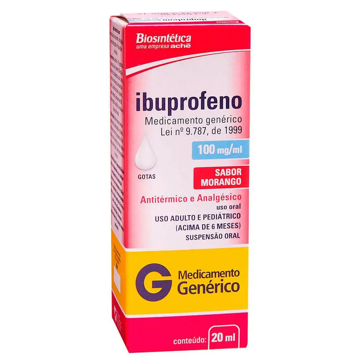 Ibuprofeno 100mg Suspensão Oral 20ml Aché Genérico