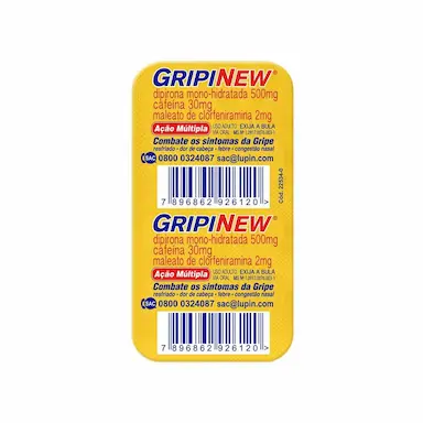Gripinew Dipirona Monoidratada 500mg + Maleato de Clorfeniramina 2mg + Cafeína 30mg 6 comprimidos