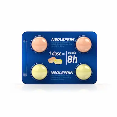 Neolefrin Paracetamol 800mg + Cloridrato Fenillefrina 20mg + Maleato de Carbinoxamina 4mg 4 comprimidos