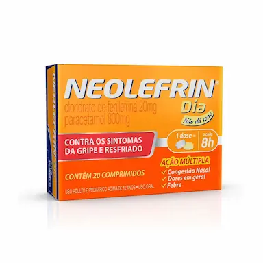 Neolefrin Dia Paracetamol 800mg + Cloridrato Fenillefrina 20mg 20 comprimidos