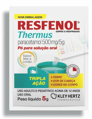 Resfenol Thermus Paracetamol 500mg/5g Sabor Mel e Limão Pó para Solução 5g
