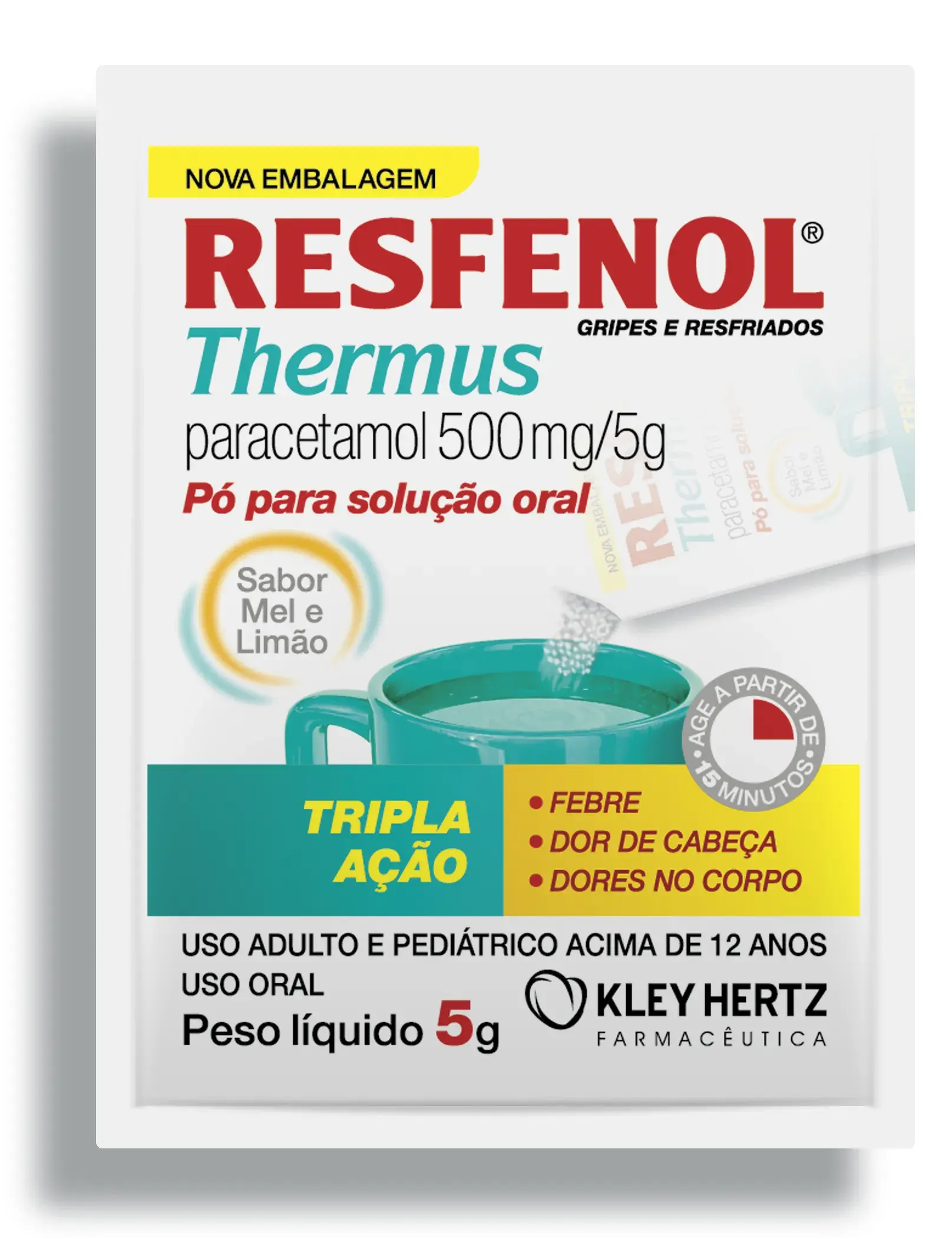 Resfenol Thermus Paracetamol 500mg/5g Sabor Mel e Limão Pó para Solução 5g