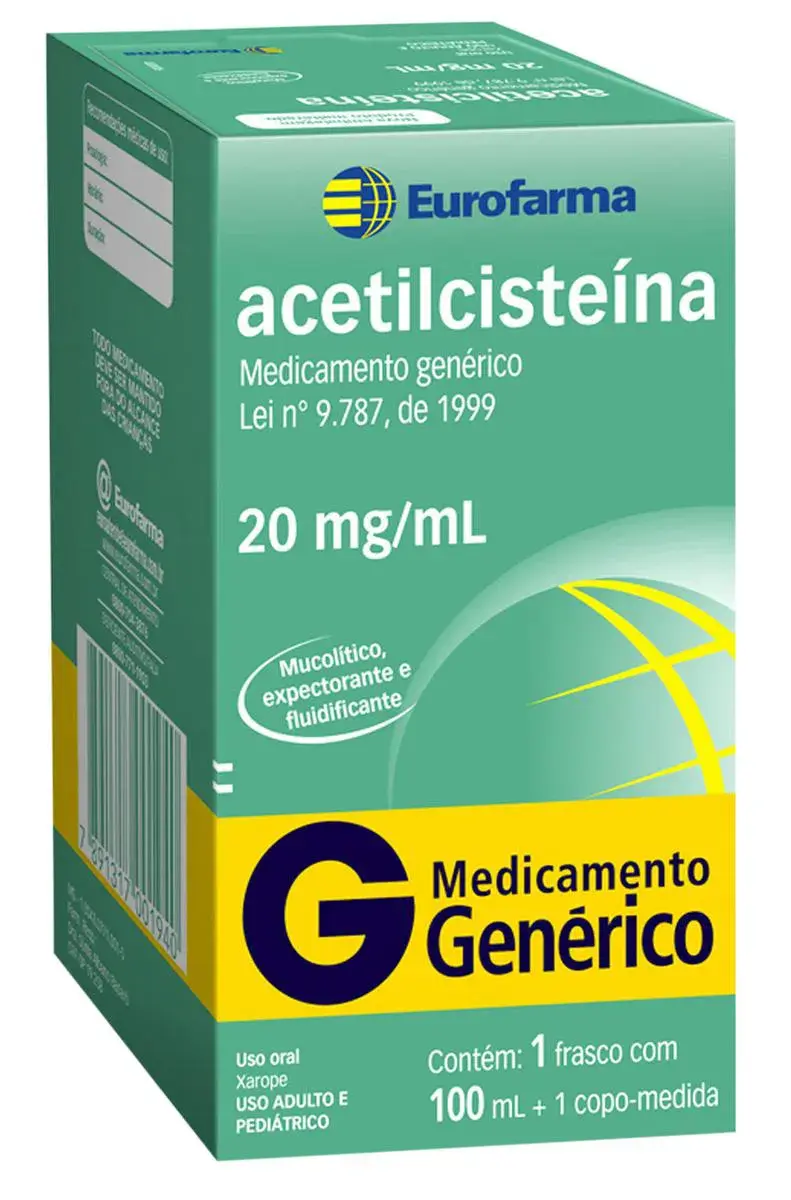 Acetilcisteína 20mg/ml Xarope 100ml Eurofarma Genérico