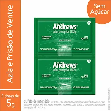 Sal de Andrews Sulfato de Magnésio 0,8825g Pó Efervescente 2 envelopes de 5g cada