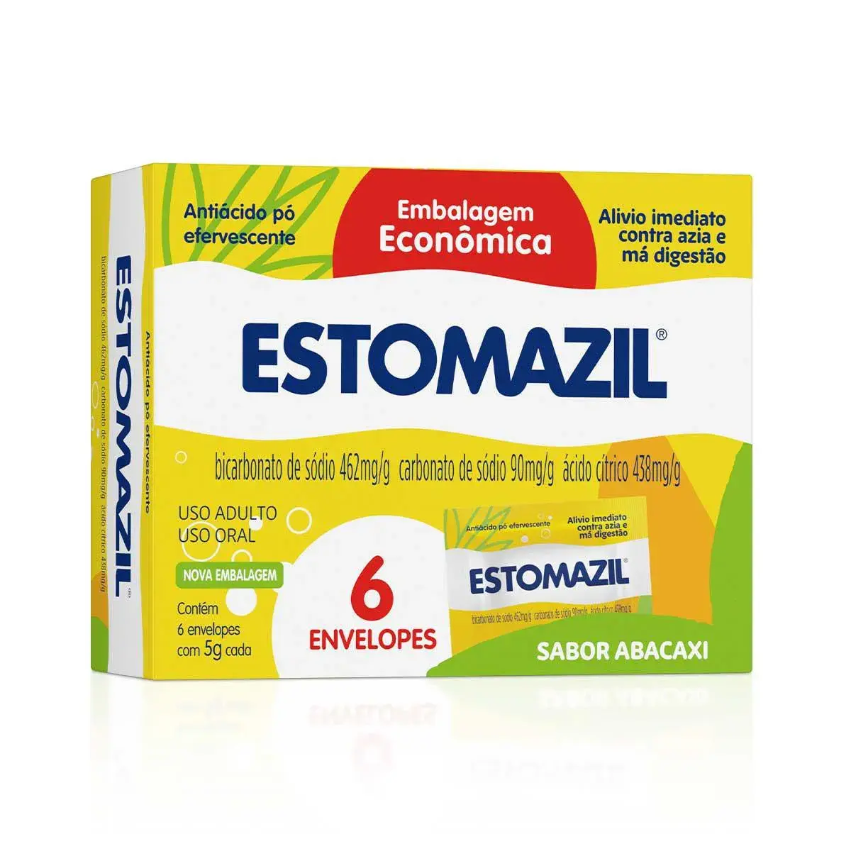 Estomazil Abacaxi Pó Efervescente 6 envelopes de 5g cada