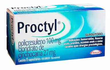 Proctyl 100mg + 27mg 15 Supositórios
