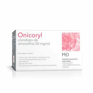 Antimicótico Onicoryl 50mg/ml Esmalte Terapêutico 2,5ml + 10 espátulas + 30 lixas de unha + 30 compressas de álcool