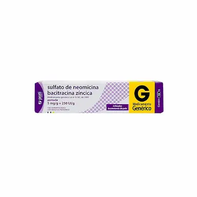 Sulfato de Neomicina 5mg/g + Bacitracina 250UI/g Pomada Dermatológica 15g Prati Donaduzzi Genérico