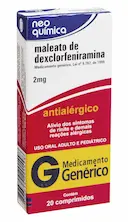 Maleato de Dexclorfeniramina 2mg 20 comprimidos EMS Neo Química Genérico