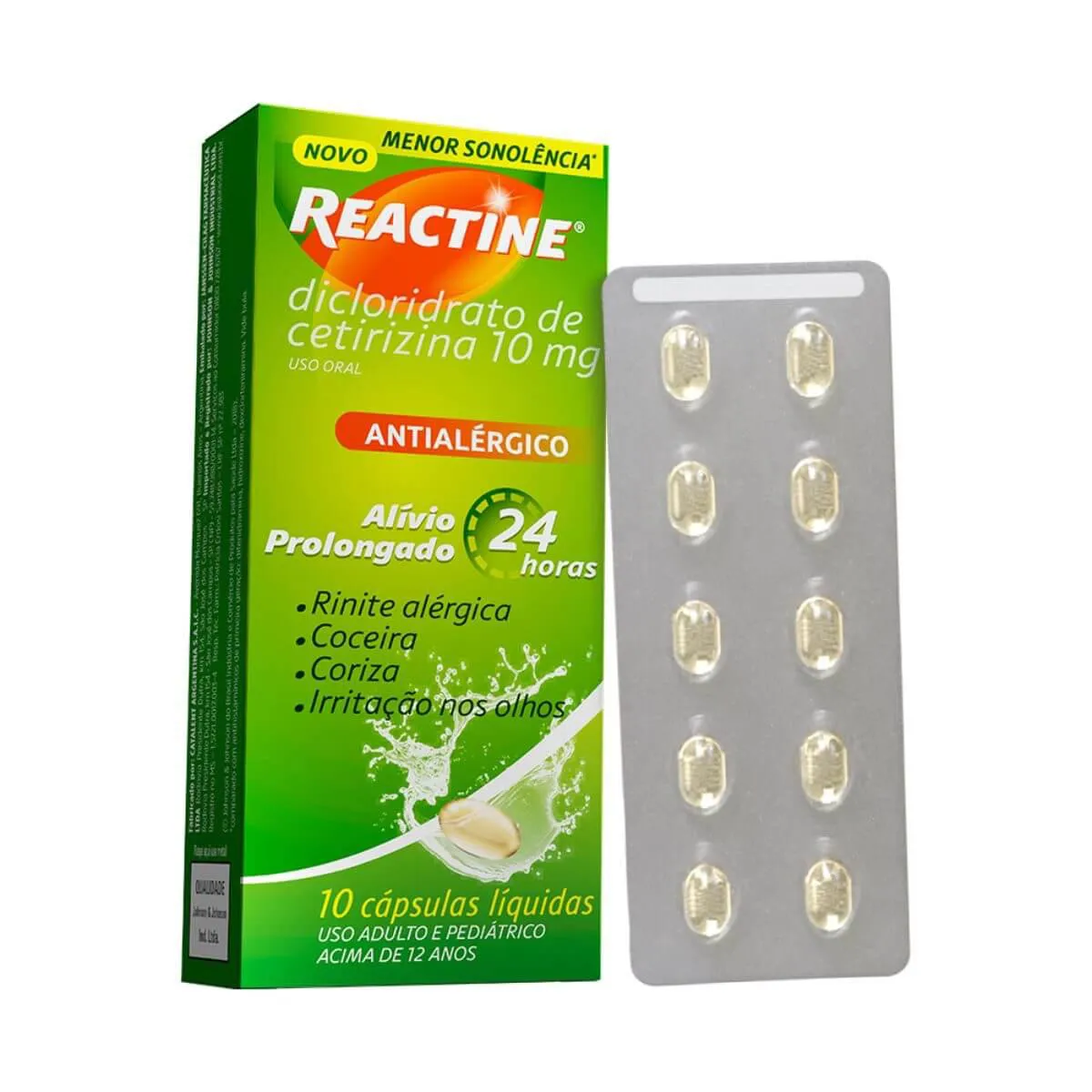 Reactine 10mg 10 cápsulas