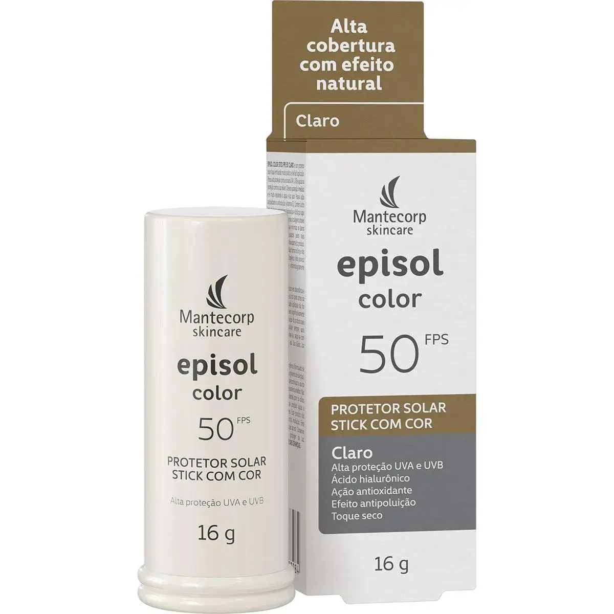 Protetor Solar Facial Episol Color Stick FPS 50 Claro 16g