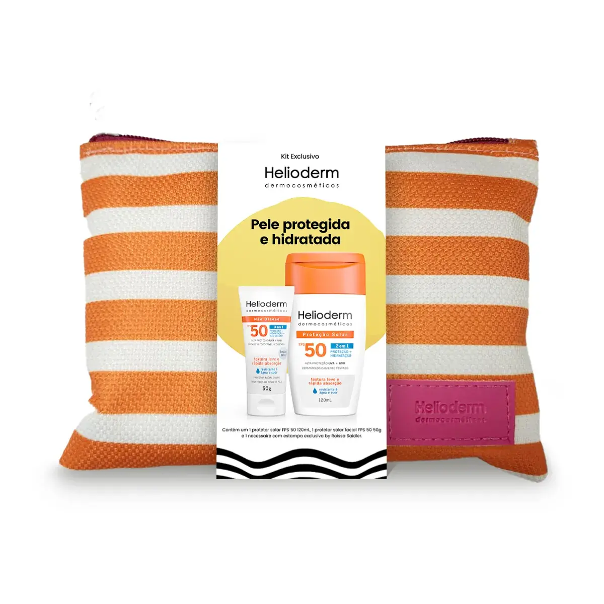Kit Corporal Helioderm Protetor Solar Corporal FPS 50 - 120ml + Facial FPS 50 - 50ml + Nécessaire