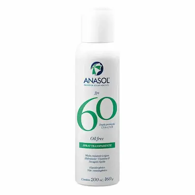 Protetor Solar Corporal Anasol Spray Transparente FPS 60 com 200ml