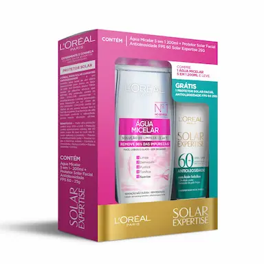 Kit L'Oréal Água Micelar 5 em 1 200ml + Protetor Solar Facial Expertise Antioleosidade FPS 60 25g