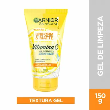 Gel de Limpeza Facial Antibacteriano Garnier Uniform&Matte Vitamina C 150g
