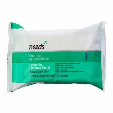 Lenços Umedecidos Facial Needs Antioleosidade Hipoalergênico com 25 Unidades