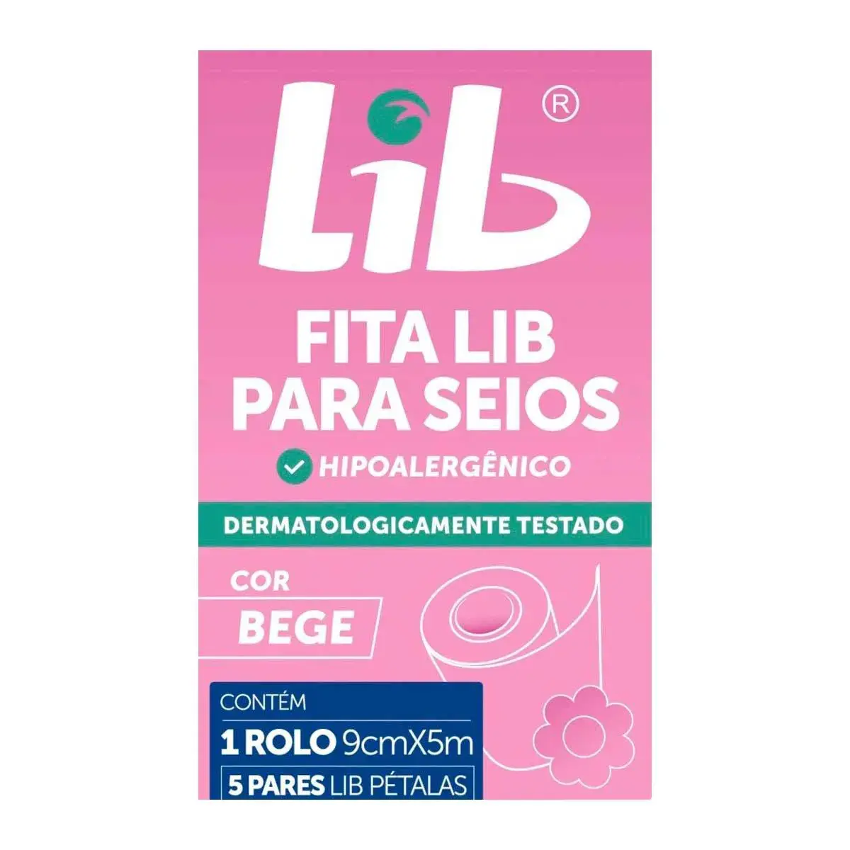 004 Teste Fita Lib para Seios 1 rolo 9cm x 5m + 5 pares Lib Pétalas
