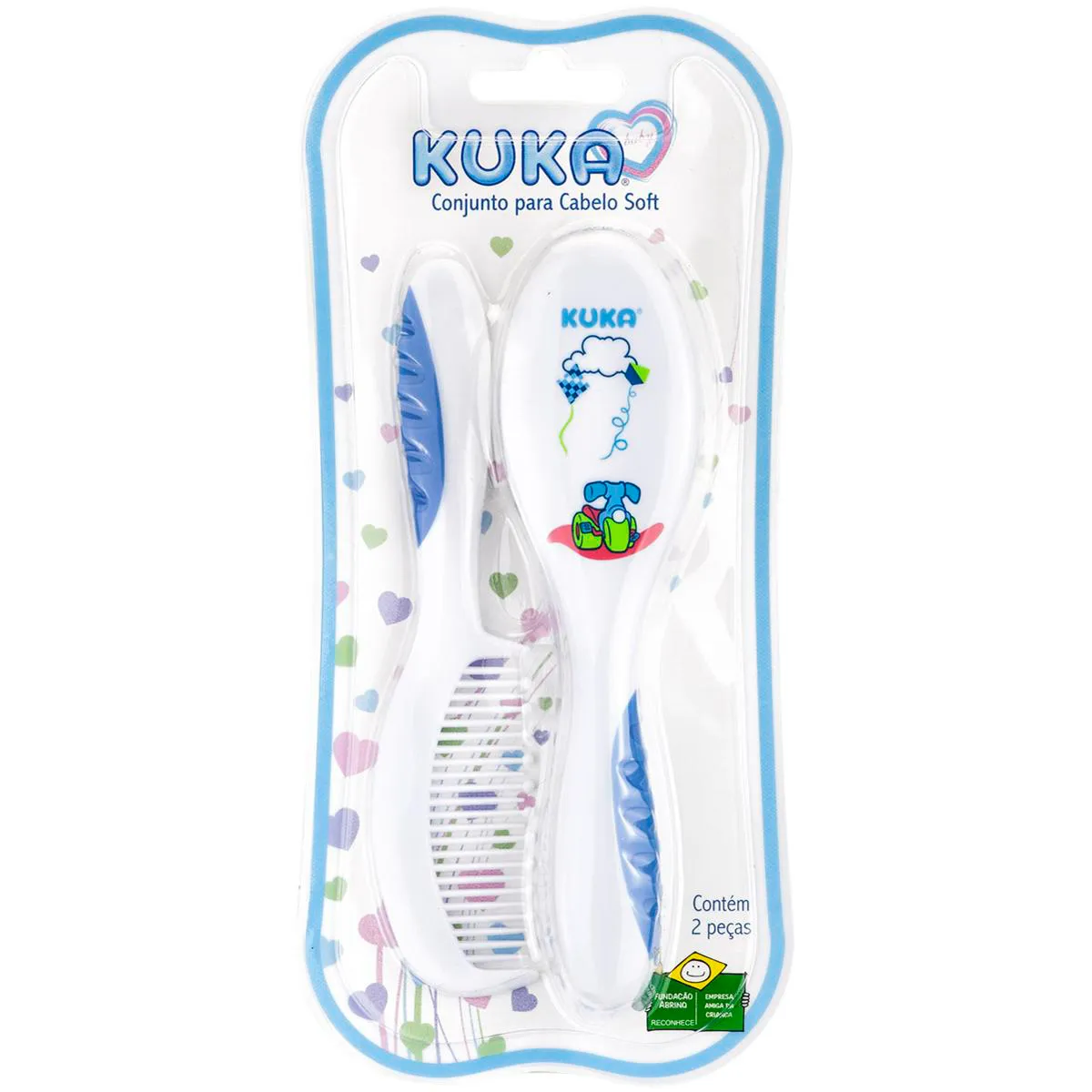 Kit Escova e Pente para Cabelo Soft Azul