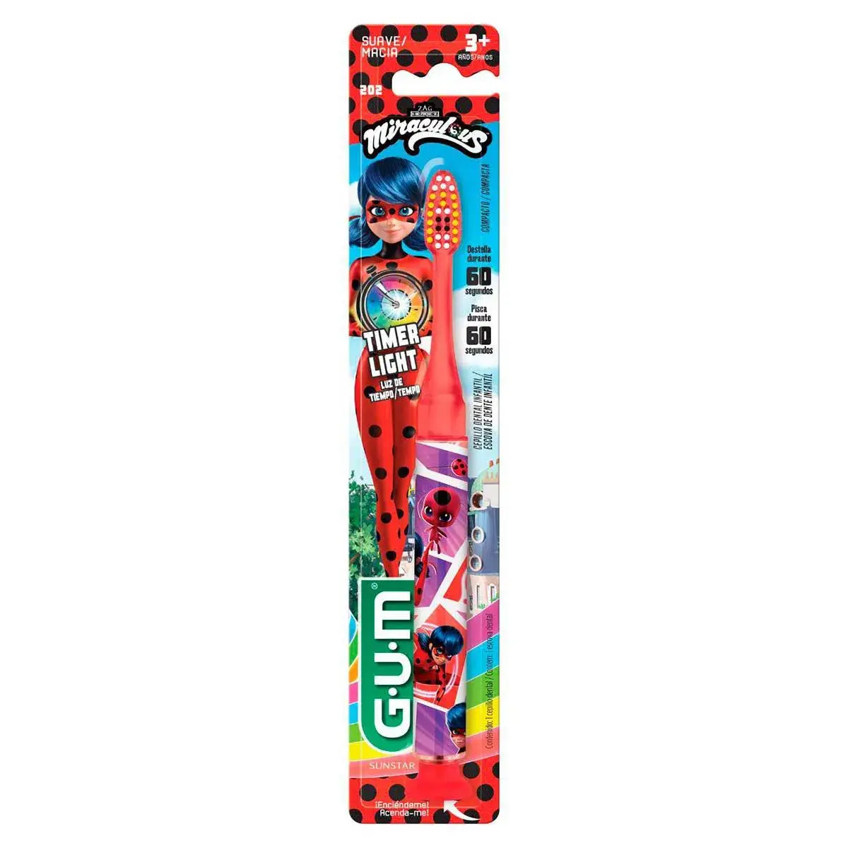 Escova de Dente Infantil GUM Miraculous Timer Light Macia