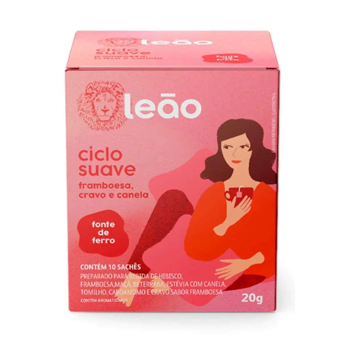 Leão Ciclo Suave Chá de Framboesa, Cravo e Canela. 10 sachês
