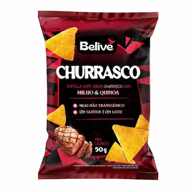Tortilla Chips Belive Sabor Churrasco Zero Glúten e Lactose 50g