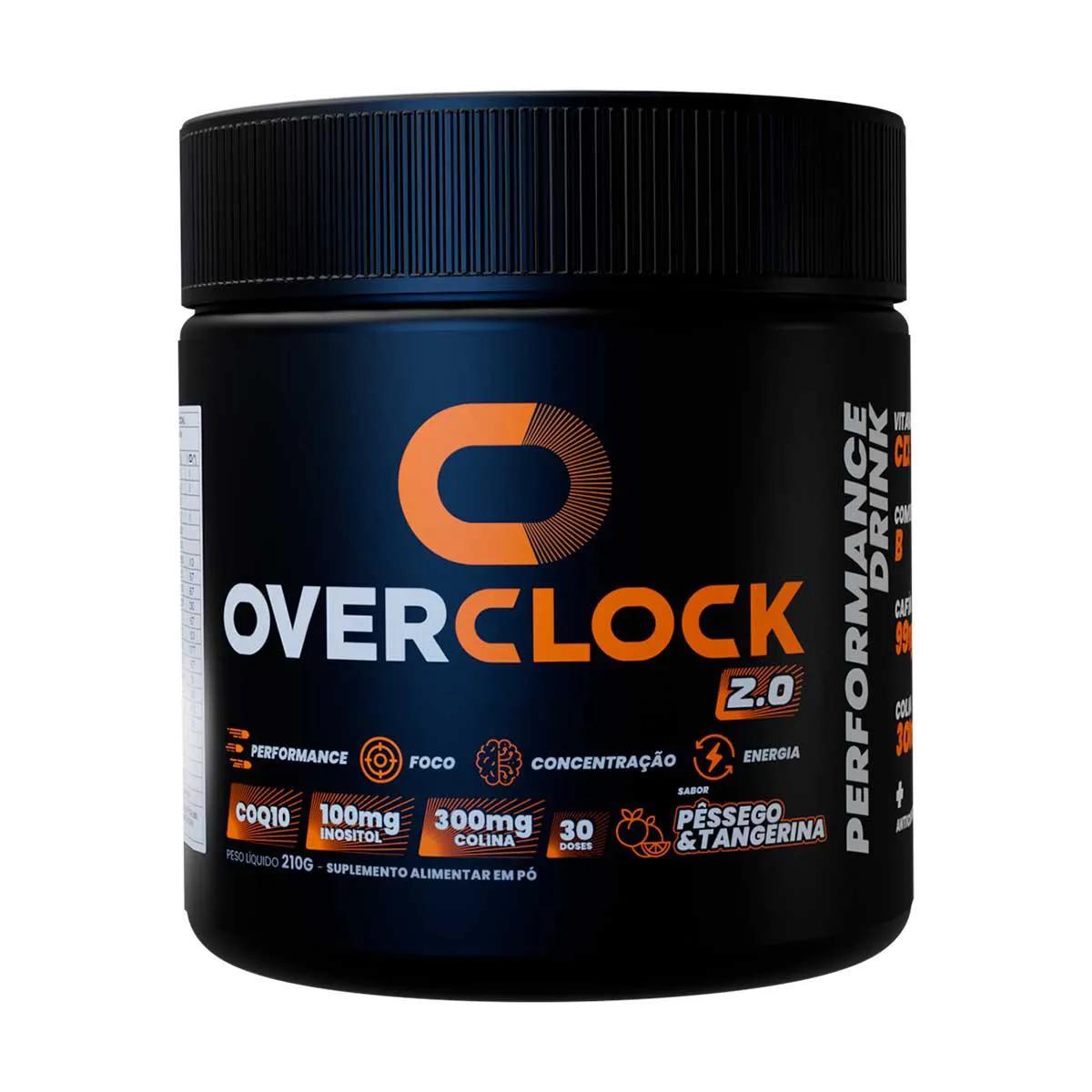 Suplemento Alimentar Overclock 2.0 Pêssego com Tangerina 210g pote 30 doses