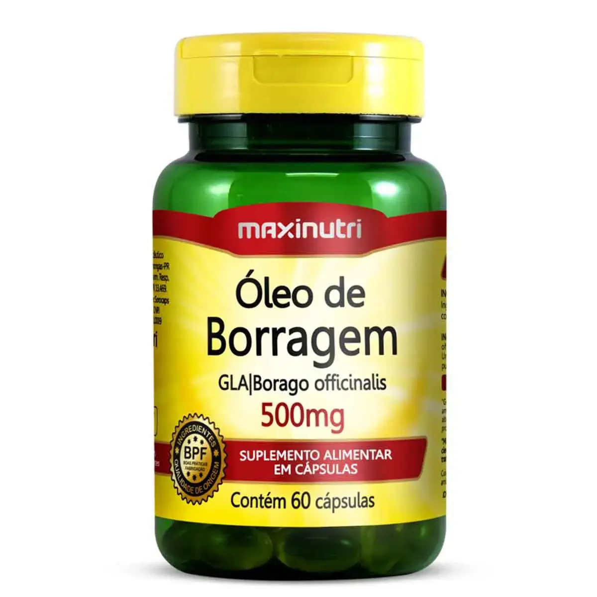 Óleo de Borragem 500mg Maxinutri 60 cápsulas