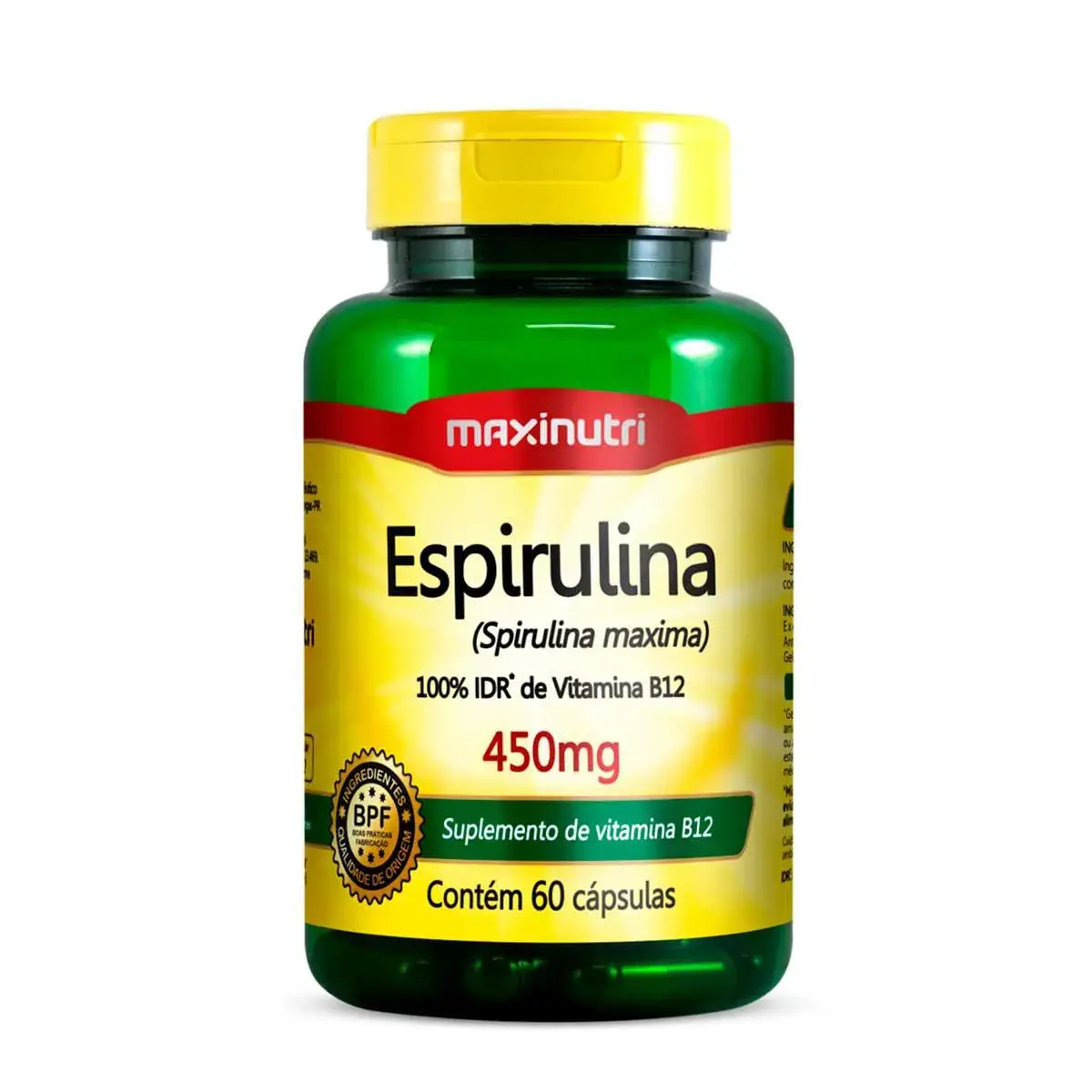 Suplemento Alimentar Espirulina 450mg Maxinutri 60 cápsulas