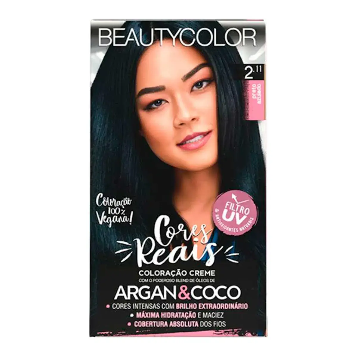Coloração Creme Vegana Beautycolor Cores Reais 2.11 Preto Azulado