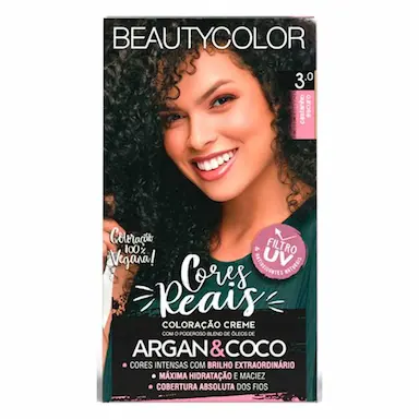 Coloração Creme Vegana Beautycolor Cores Reais 3.0 Castanho Escuro